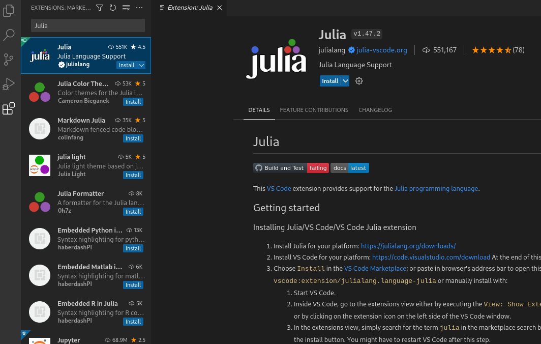 Julia VSCode Extension